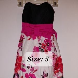 Pink flower strapless dress